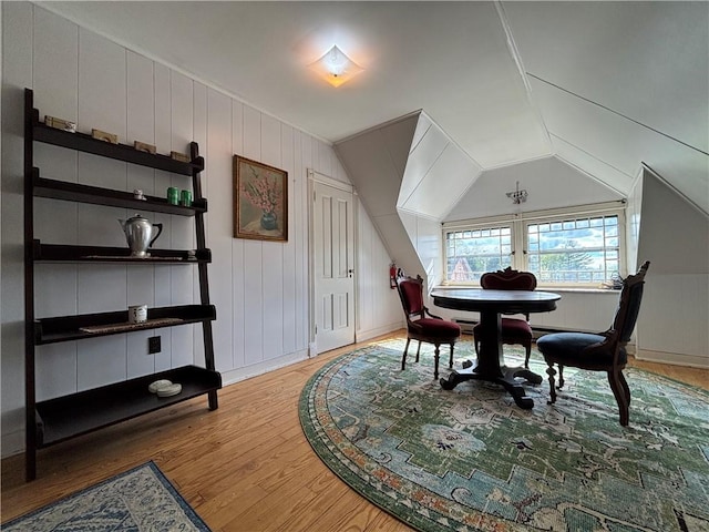 110 Edgar James St, Kane Boro, PA 16735 - dining area with wood finished floors and vaulted ceiling