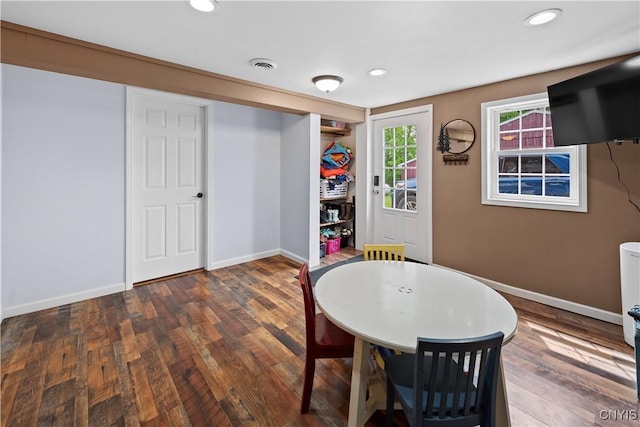 3232 Lyon Rd, Nelson, NY 13035 - dining room featuring baseboards, wood finished floors, and recessed lighting