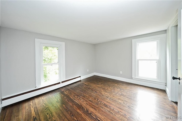 5002 Armor Duells Rd, Orchard Park, NY 14127 - spare room with a baseboard radiator, dark wood-type flooring, and baseboards