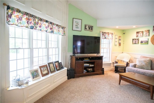 490 Bennett Pkwy, Hornellsville, NY 14843 - living area featuring carpet flooring, a wainscoted wall, and recessed lighting