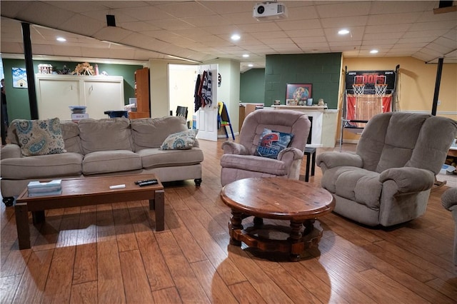 490 Bennett Pkwy, Hornellsville, NY 14843 - living area with wood-type flooring and a drop ceiling