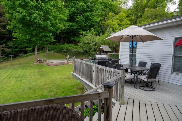 490 Bennett Pkwy, Hornellsville, NY 14843 - wooden deck featuring outdoor dining space and area for grilling