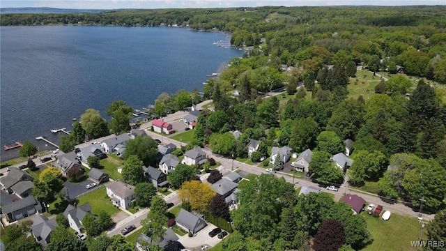 34 Maple St, Ellery, NY 14712 - aerial view of property's location with a heavily wooded area, a nearby body of water, and nearby suburban area