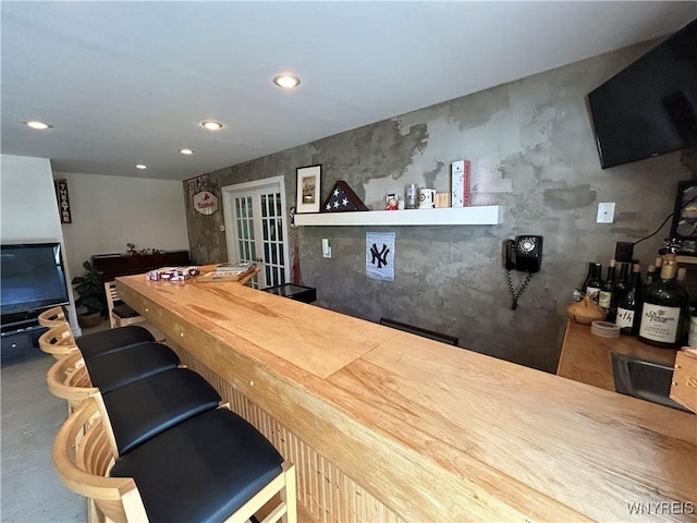 34 Maple St, Ellery, NY 14712 - indoor dry bar featuring recessed lighting and french doors