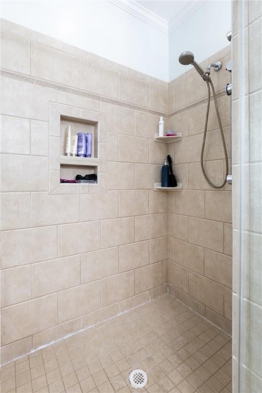 3104 Knoll Rd, Erwin, NY 14870 - bathroom with ornamental molding and a tile shower