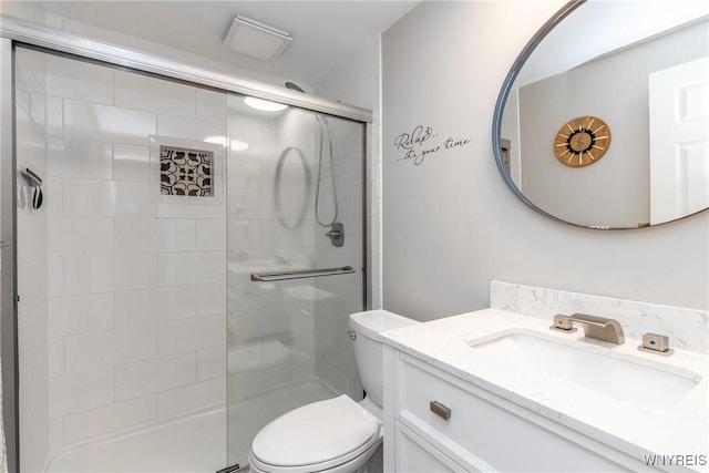 195 Robert Dr, North Tonawanda, NY 14120 - full bath with vanity, a stall shower, and toilet