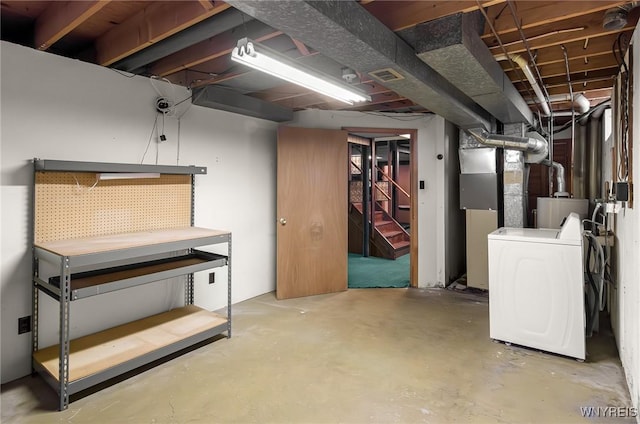 2923 N Ave, Niagara Falls, NY 14305 - unfinished below grade area featuring washer / dryer and stairway