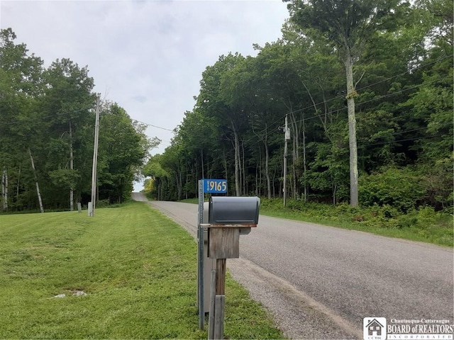9165 Hebner Hill Rd, Otto, NY 14719 - view of asphalt road with a wooded view