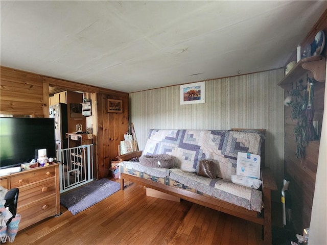 100 Demunn Rd, Catlin, NY 14812 - bedroom featuring wood-type flooring and wooden walls