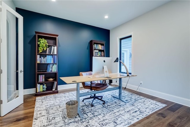 101 Coventry Rdg, Pittsford, NY 14534 - office area featuring wood finished floors, baseboards, and recessed lighting
