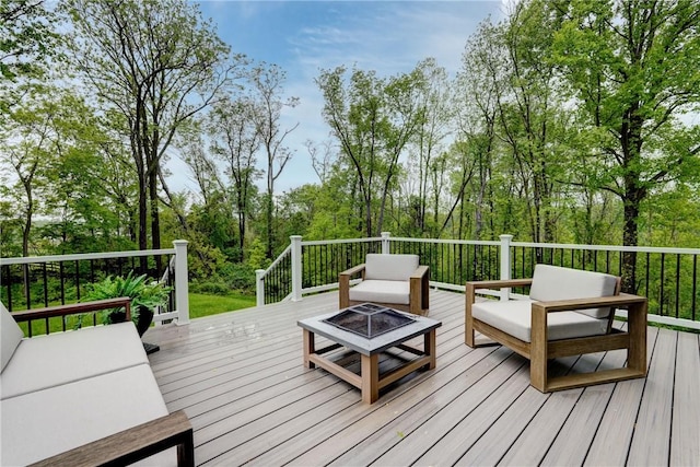 101 Coventry Rdg, Pittsford, NY 14534 - wooden deck with an outdoor living space with a fire pit