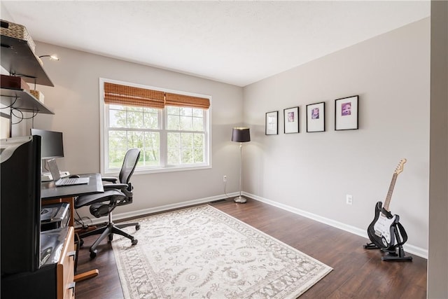 1156 Channing Woods Dr, Webster, NY 14580 - home office with dark wood-style flooring and baseboards