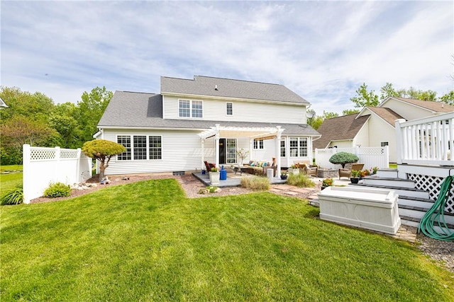 1156 Channing Woods Dr, Webster, NY 14580 - rear view of property featuring a pergola, outdoor lounge area, and a patio area