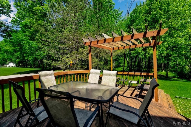 113 Meadow Spring Ln, Amherst, NY 14051 - deck featuring outdoor dining space, a yard, and view of scattered trees