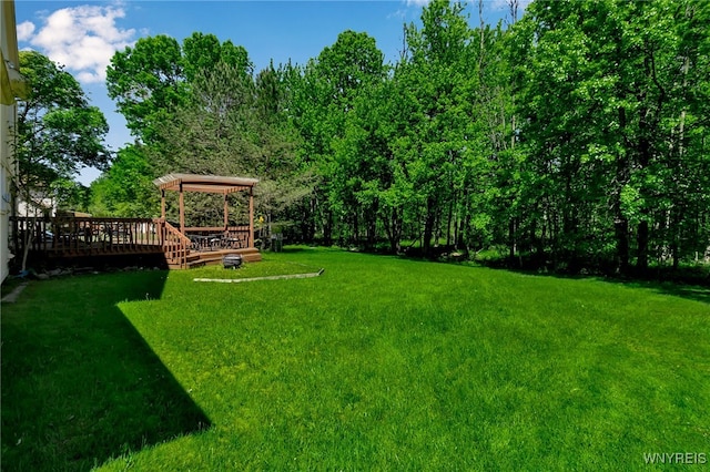 113 Meadow Spring Ln, Amherst, NY 14051 - view of green lawn with a deck