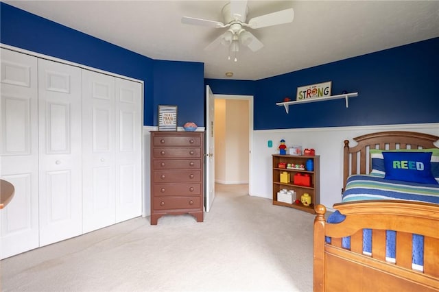 717 Westwood Trl, Walworth, NY 14502 - bedroom with carpet flooring, a closet, and ceiling fan