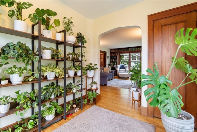 456 N Main St, Benton, NY 14527 - corridor featuring arched walkways and wood finished floors