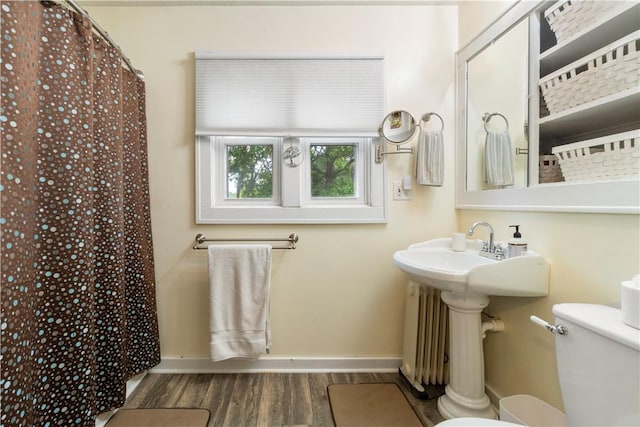 456 N Main St, Benton, NY 14527 - bathroom with toilet, wood finished floors, and baseboards