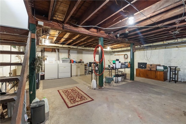 456 N Main St, Benton, NY 14527 - unfinished below grade area featuring washing machine and dryer