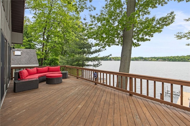6525 Bonnie Castle Rd, Huron, NY 14590 - deck with outdoor lounge area and a water view