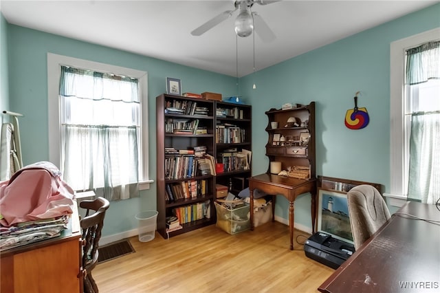 163 Shepard Ave, Tonawanda-Town, NY 14217 - office with wood finished floors, a ceiling fan, and baseboards