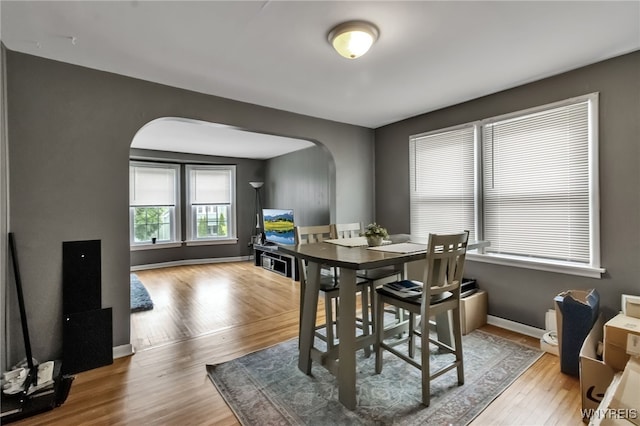 163 Shepard Ave, Tonawanda-Town, NY 14217 - dining area featuring arched walkways, wood finished floors, and baseboards