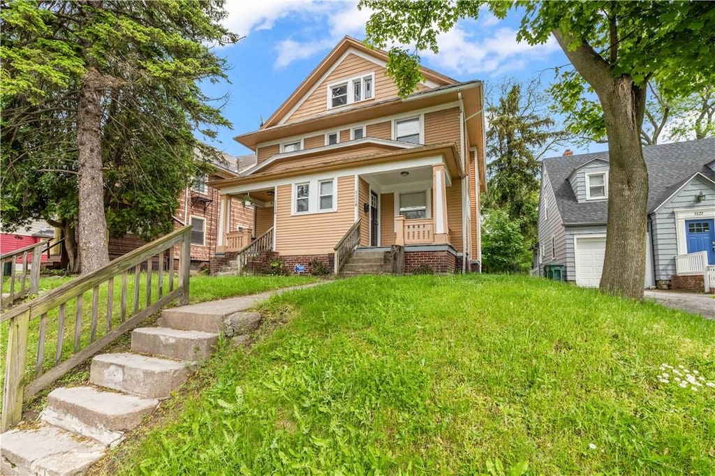1116-1118 S Plymouth Ave, Rochester, NY 14608 - traditional style home with a porch and a garage