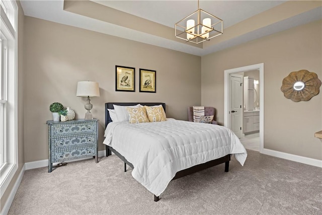 35 Chase Meadow Trl, Mendon, NY 14472 - bedroom featuring light carpet, a chandelier, and baseboards