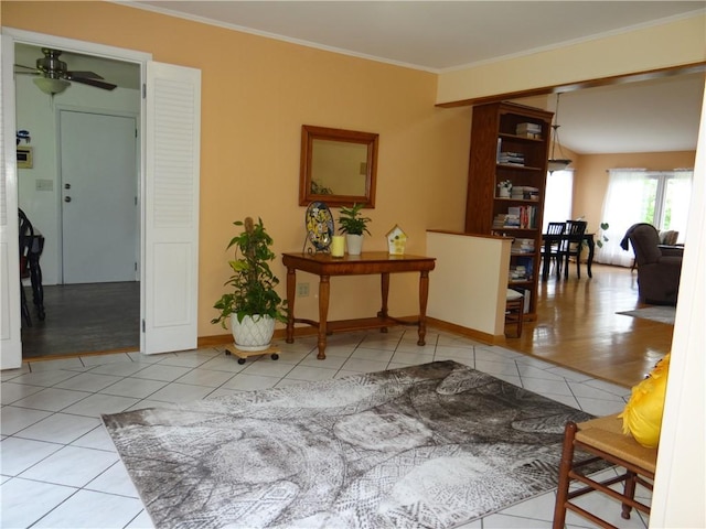 1737 Genesee Rd, Elmira, NY 14905 - hall featuring ornamental molding, tile patterned flooring, and baseboards