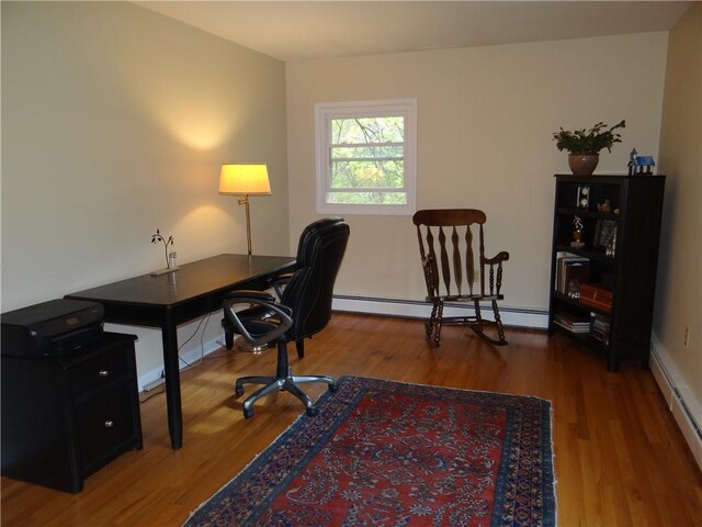 1737 Genesee Rd, Elmira, NY 14905 - office space featuring wood finished floors, a baseboard radiator, and baseboards
