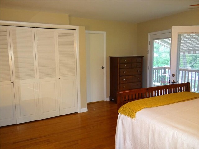1737 Genesee Rd, Elmira, NY 14905 - bedroom with wood finished floors, access to exterior, baseboards, and a closet