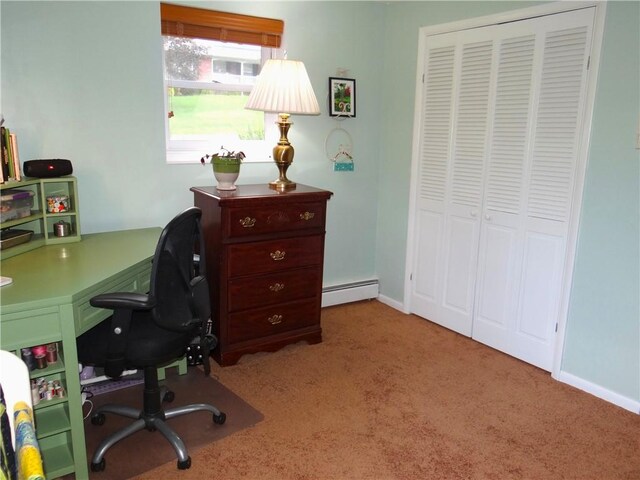 1737 Genesee Rd, Elmira, NY 14905 - carpeted office space with a baseboard heating unit and baseboards