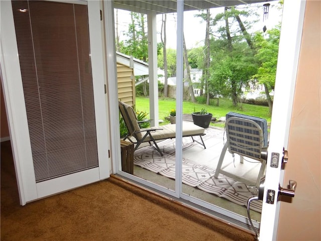 1737 Genesee Rd, Elmira, NY 14905 - doorway to outside featuring carpet floors
