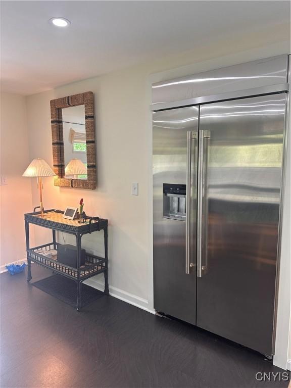 2089 Spring St, Hamilton, NY 13346 - kitchen featuring stainless steel built in fridge, baseboards, and recessed lighting