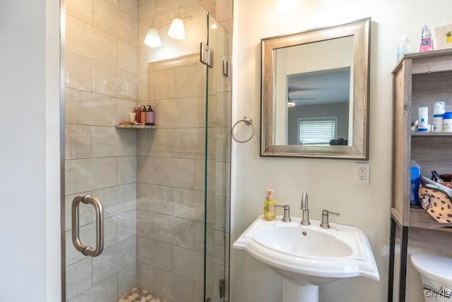 207 Twin Hills Dr, Syracuse, NY 13207 - full bathroom with a stall shower, a sink, and a ceiling fan