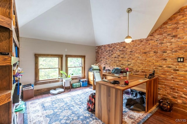 207 Twin Hills Dr, Syracuse, NY 13207 - office featuring vaulted ceiling and wood finished floors