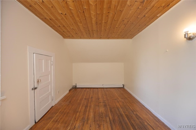 445 Connecticut St, Buffalo, NY 14213 - additional living space with baseboard heating, wood finished floors, wooden ceiling, and baseboards