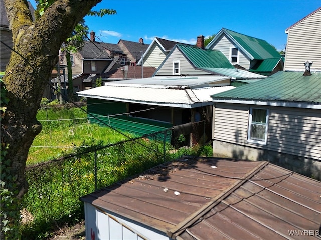 445 Connecticut St, Buffalo, NY 14213 - back of property with metal roof, a residential view, and a wooden deck