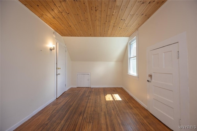 445 Connecticut St, Buffalo, NY 14213 - bonus room featuring wood finished floors, baseboards, wooden ceiling, and lofted ceiling