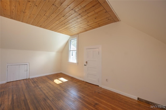 445 Connecticut St, Buffalo, NY 14213 - additional living space with lofted ceiling, baseboards, wood finished floors, and wood ceiling