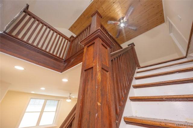 445 Connecticut St, Buffalo, NY 14213 - stairs with ceiling fan and recessed lighting