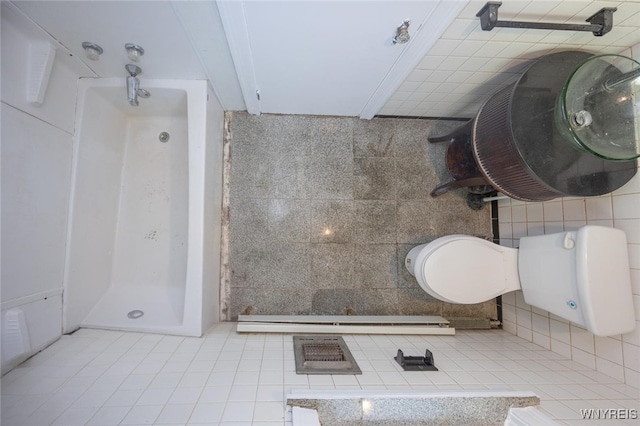 445 Connecticut St, Buffalo, NY 14213 - full bath featuring toilet, tile patterned flooring, a shower, and tile walls