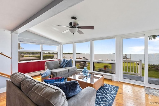7649 Tuttle Rd, Cicero, NY 13030 - sunroom / solarium with healthy amount of natural light, a baseboard radiator, and vaulted ceiling