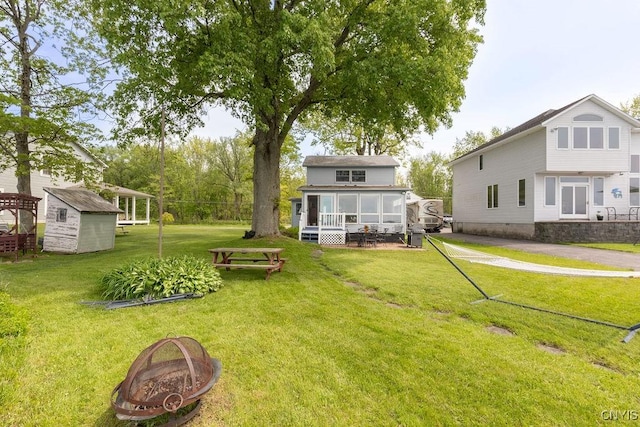 7649 Tuttle Rd, Cicero, NY 13030 - view of green lawn featuring a sunroom