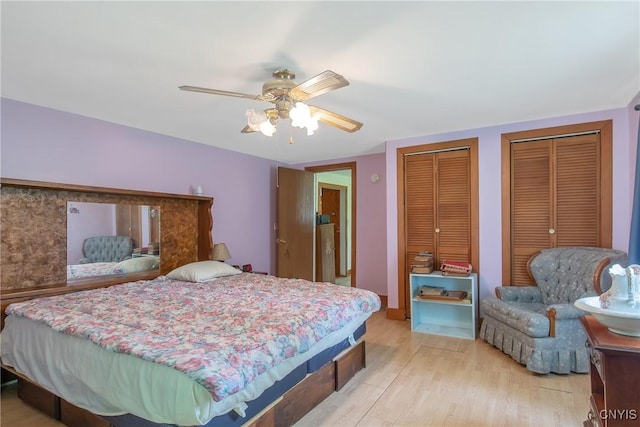 338 Dutch Hill Rd Unit 326, Parish, NY 13167 - bedroom with two closets, light wood-style flooring, and ceiling fan