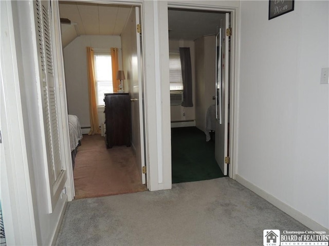 3931 S Ralph Ave, Ellery, NY 14712 - hall with carpet flooring, baseboard heating, and baseboards
