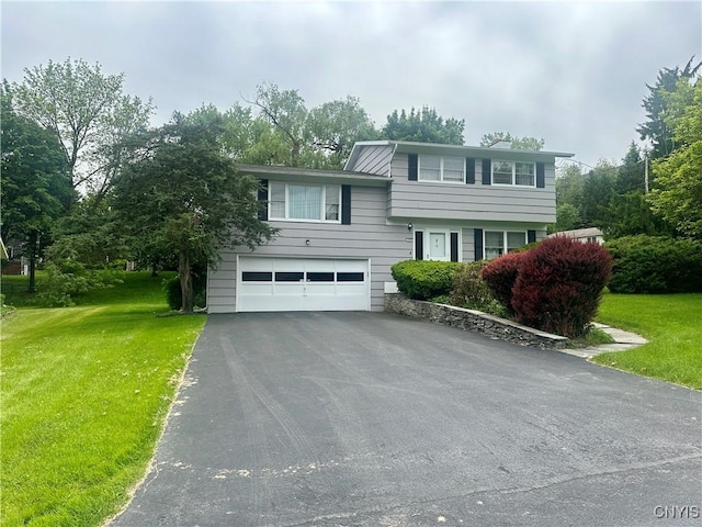 107 Rosewell Mdw, Dewitt, NY 13214 - split level home featuring a garage, asphalt driveway, and a front yard