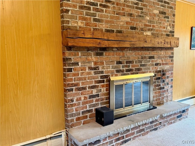 107 Rosewell Mdw, Dewitt, NY 13214 - detailed view of a brick fireplace and carpet flooring