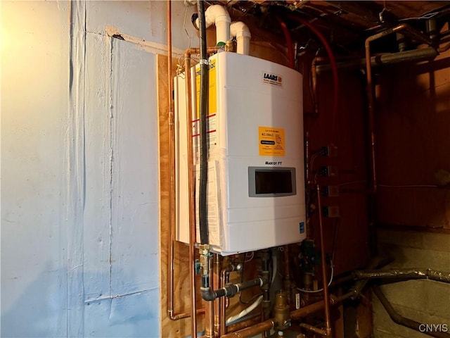 107 Rosewell Mdw, Dewitt, NY 13214 - utility room featuring tankless water heater