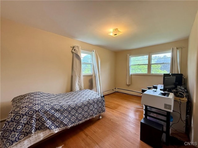 107 Rosewell Mdw, Dewitt, NY 13214 - bedroom with multiple windows, a baseboard heating unit, and wood finished floors